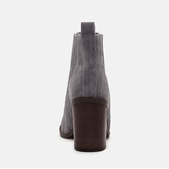 Juliet Holy Block Heel Ankle Boots Comfort Slip on Pointed Toe Mid Booties - Picture 5 of 7
